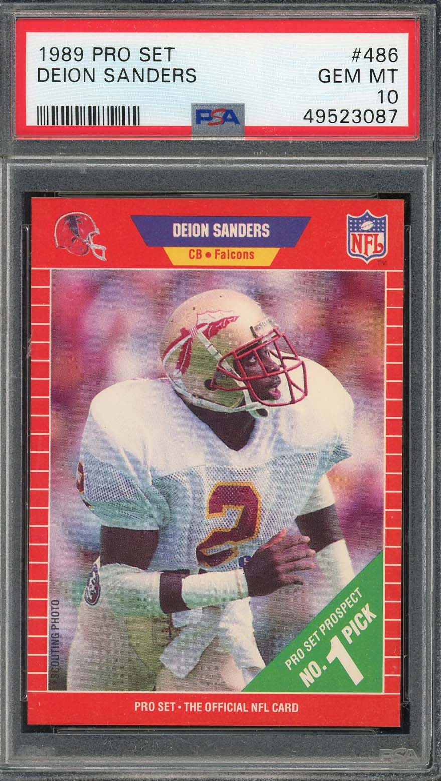 Deion Sanders 1989 Topps Traded Football Rookie Card RC #30T Graded PS