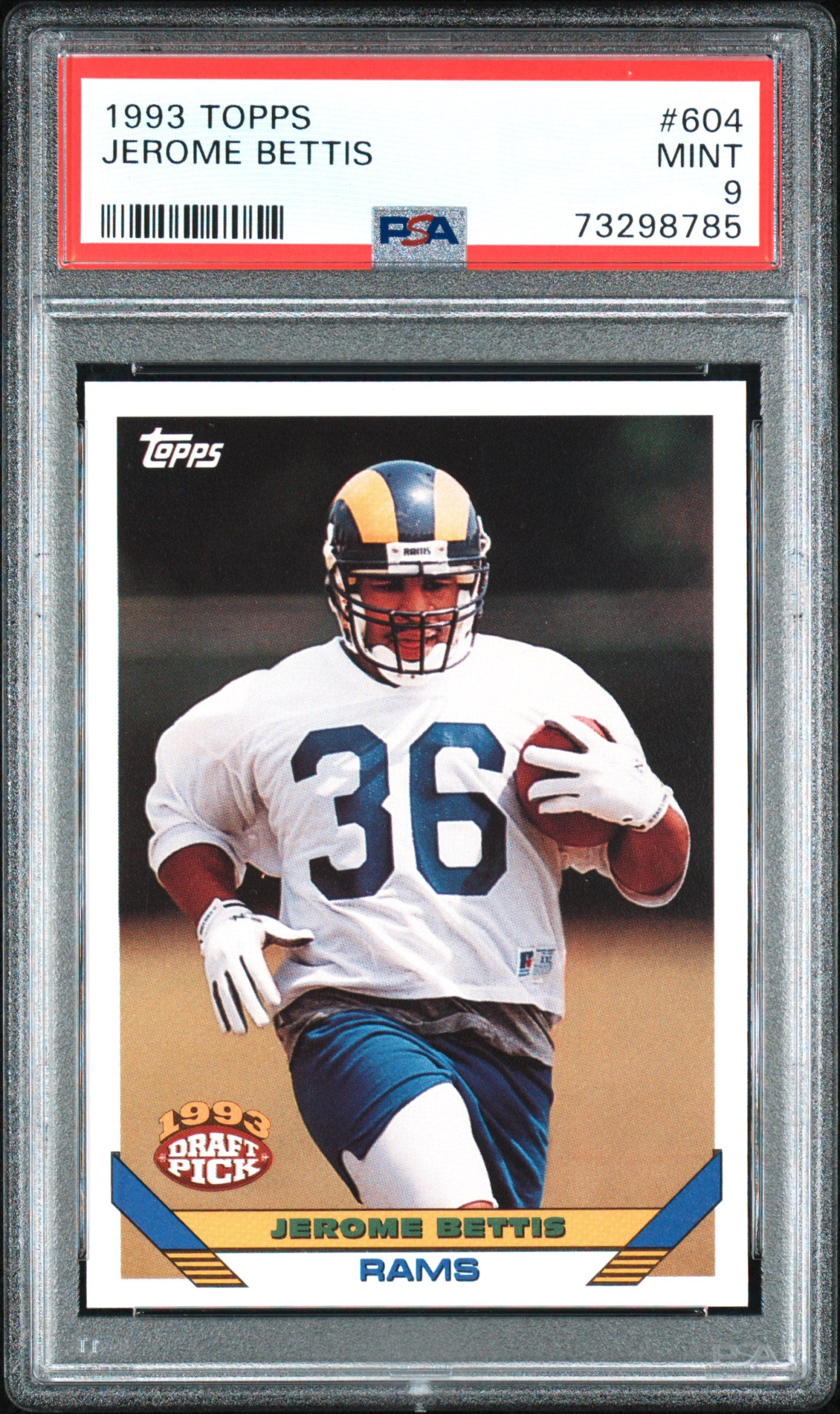 Jerome Bettis 1993 Topps Stadium Club Football Rookie Card RC #108 Graded  PSA 8