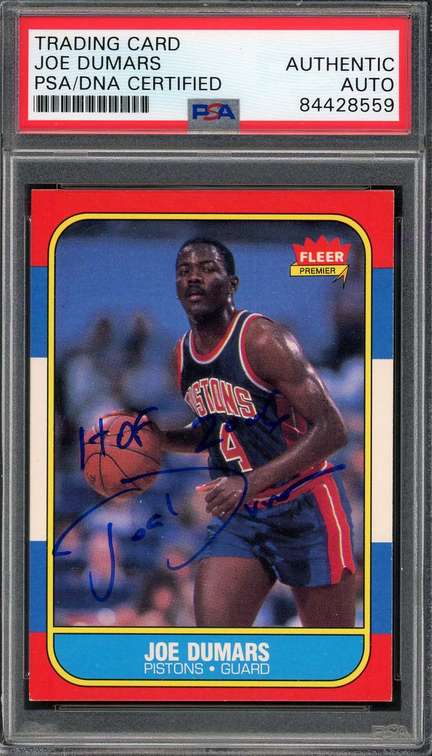 Joe Dumars Autographed 1986 Fleer HOF 2006 Signed Rookie Card #27 PSA