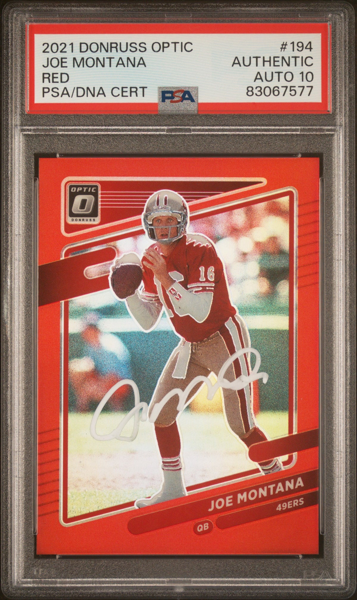 Joe Montana 2020 Panini Prizm Orange Football Card #290 Graded PSA 10