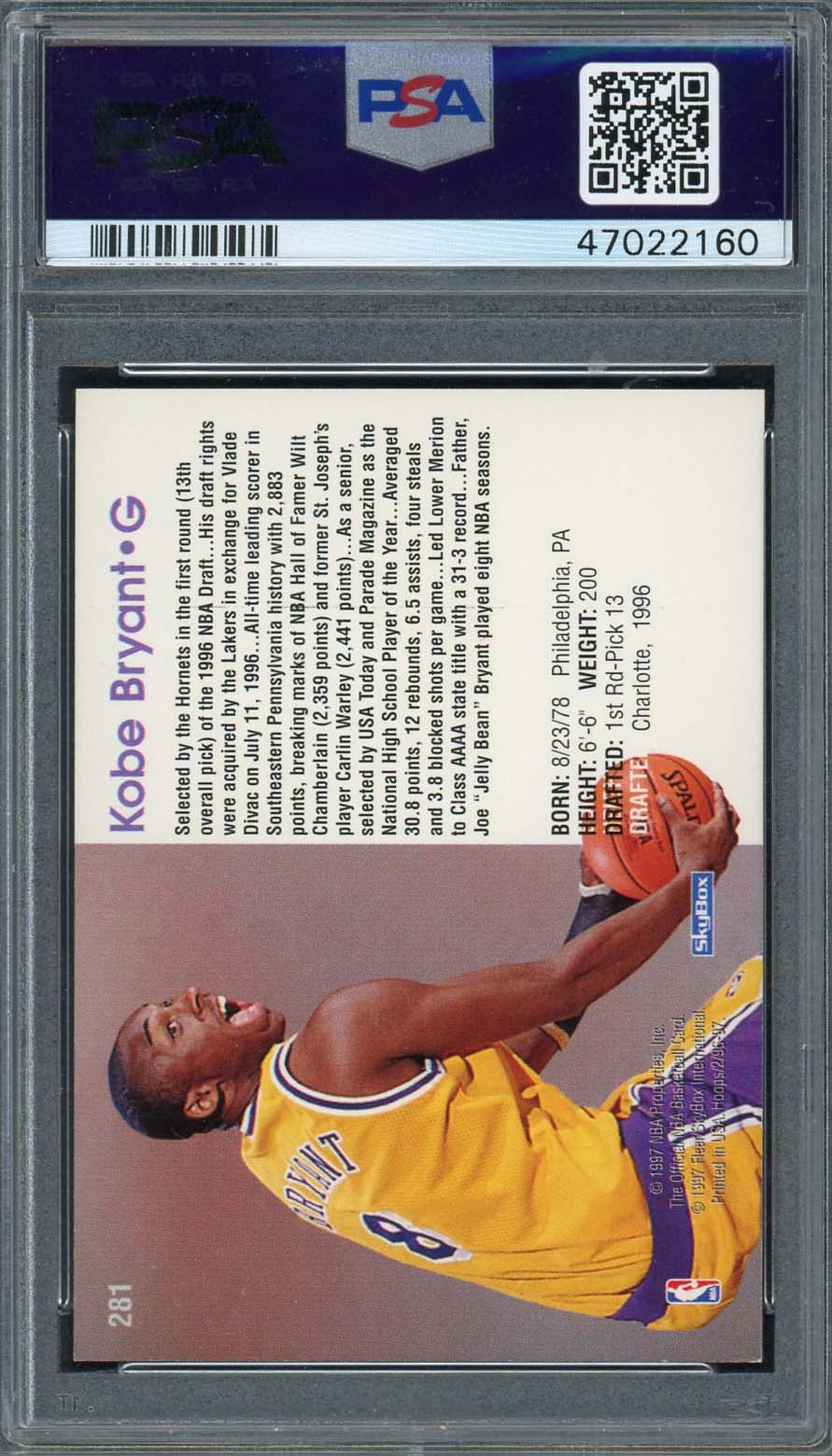 Kobe Bryant 1996 Upper Deck SP Basketball Rookie Card RC #134 Graded P