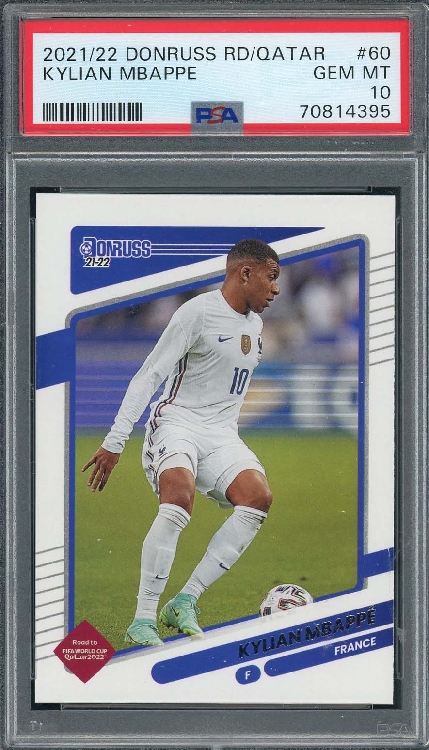 Kylian Mbappe 2021-22 Panini Blue Mosaic Qatar World Cup Card #6 PSA 8