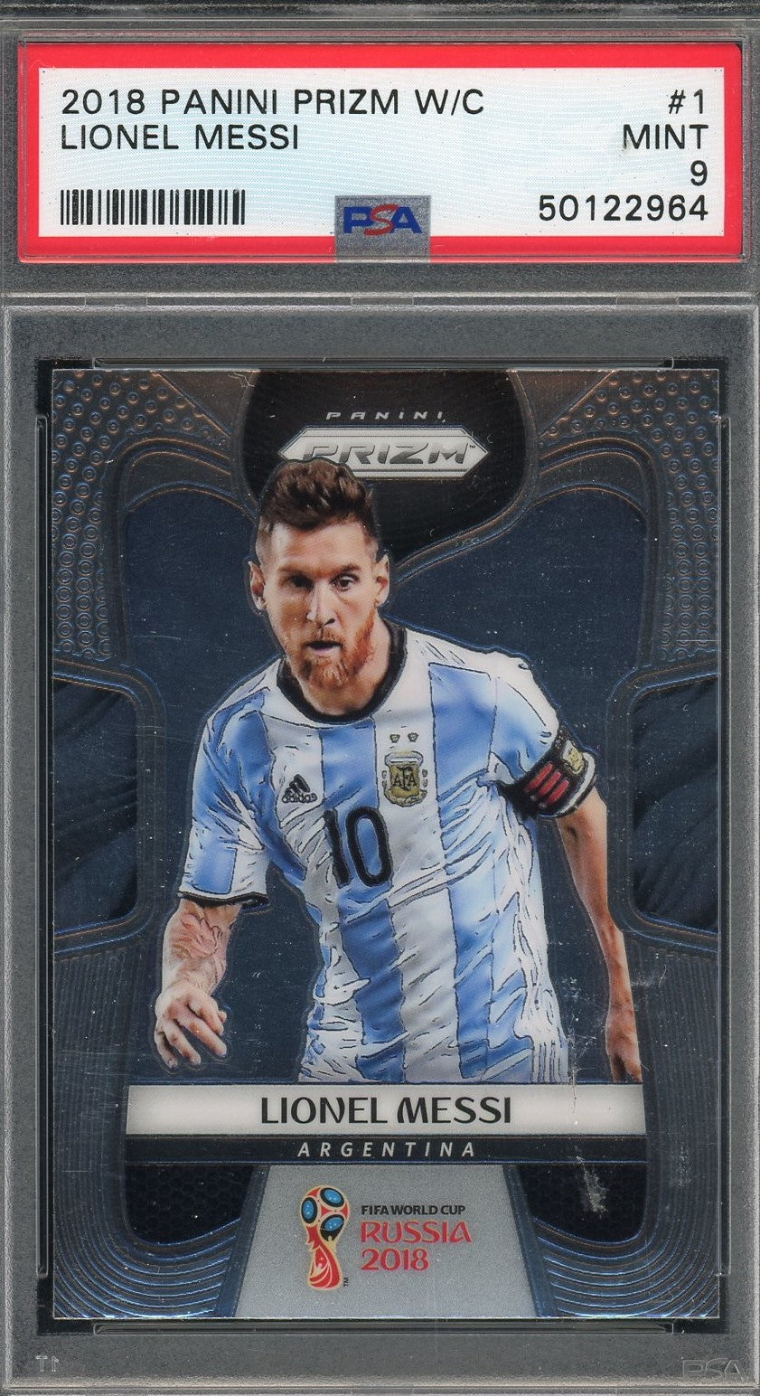 Lionel Messi 2014 Panini Prizm World Cup Soccer Card #12 Graded PSA 8