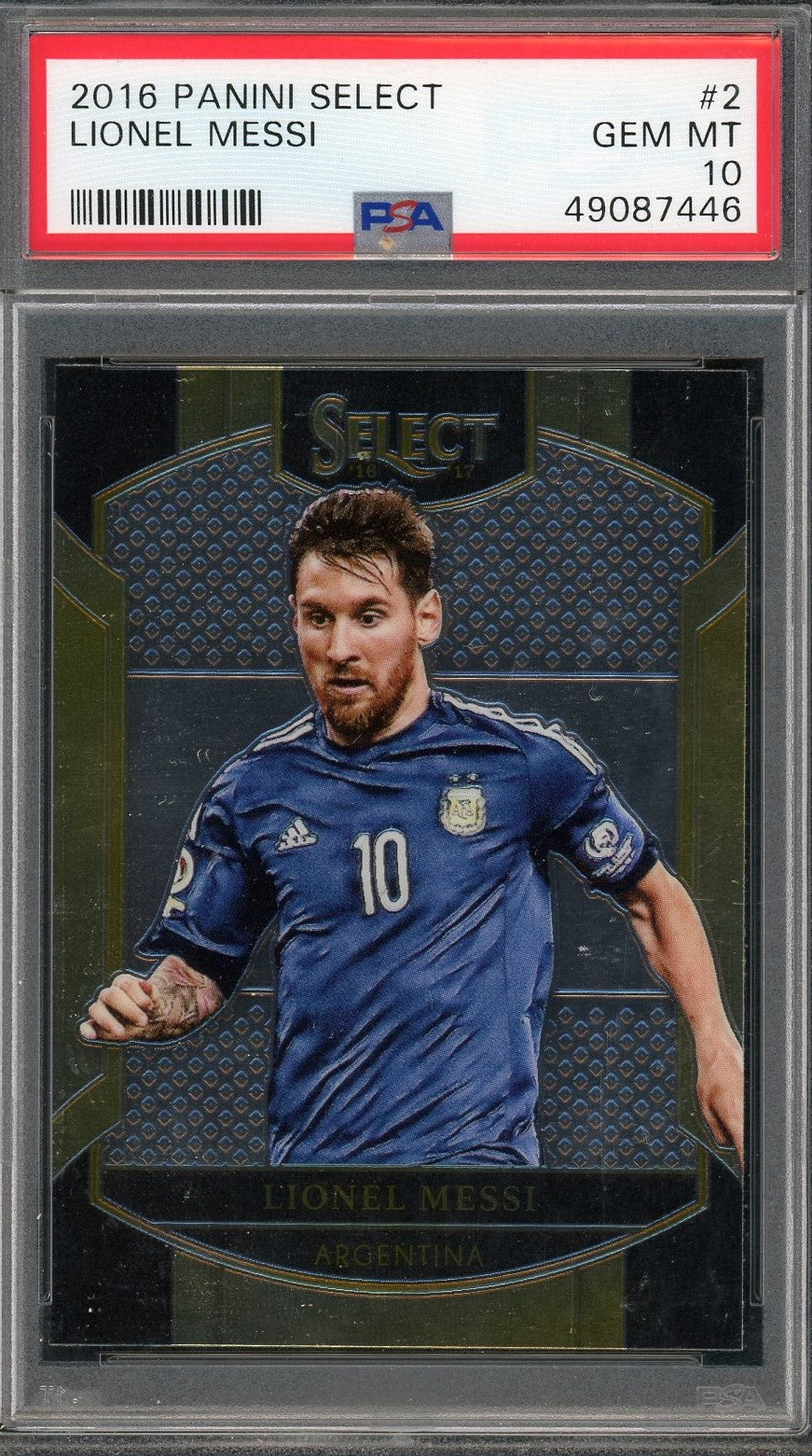 Neymar Jr 2016 Panini Select Soccer Card #133 Graded PSA 10