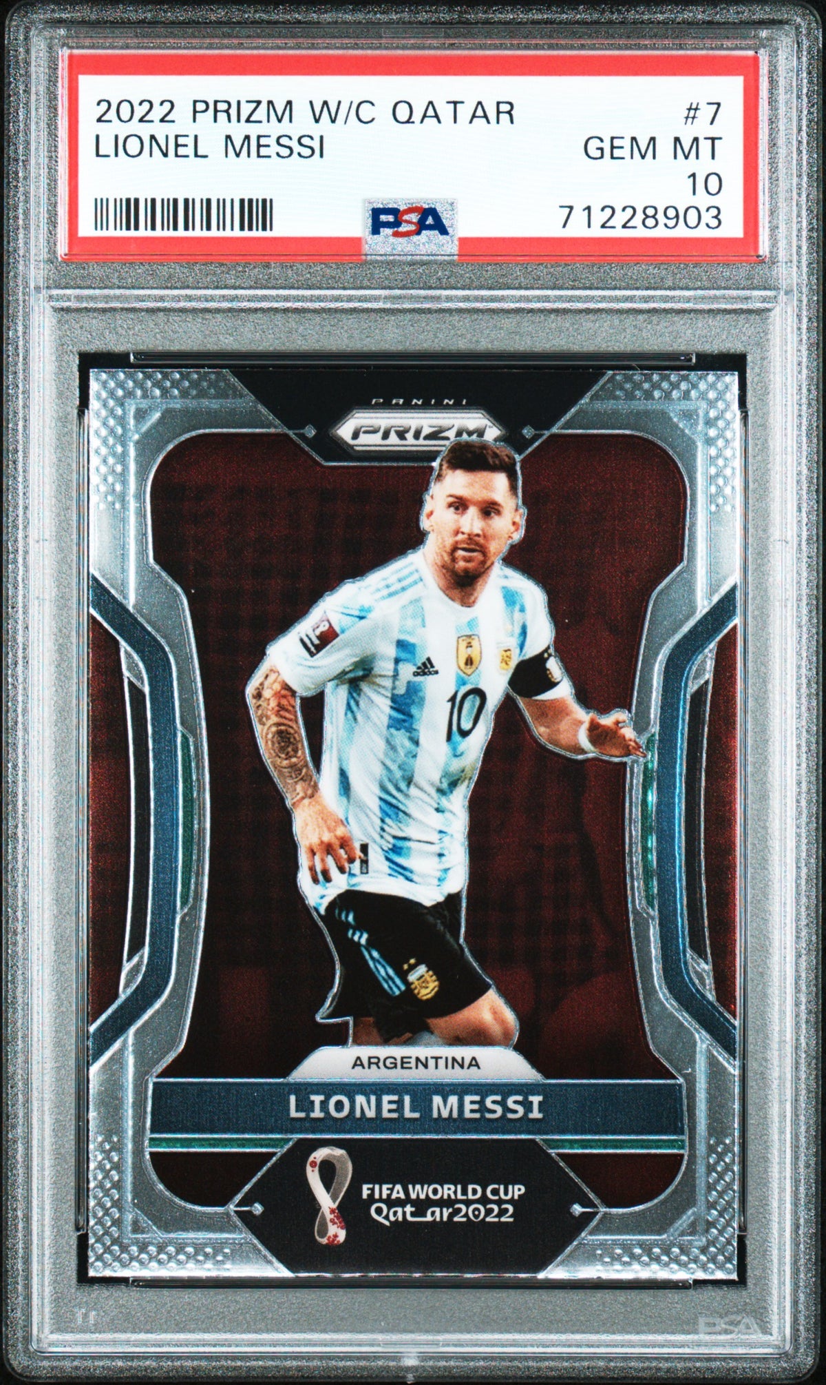 Lionel Messi 2014 Panini Prizm World Cup Soccer Card #12 Graded PSA 8