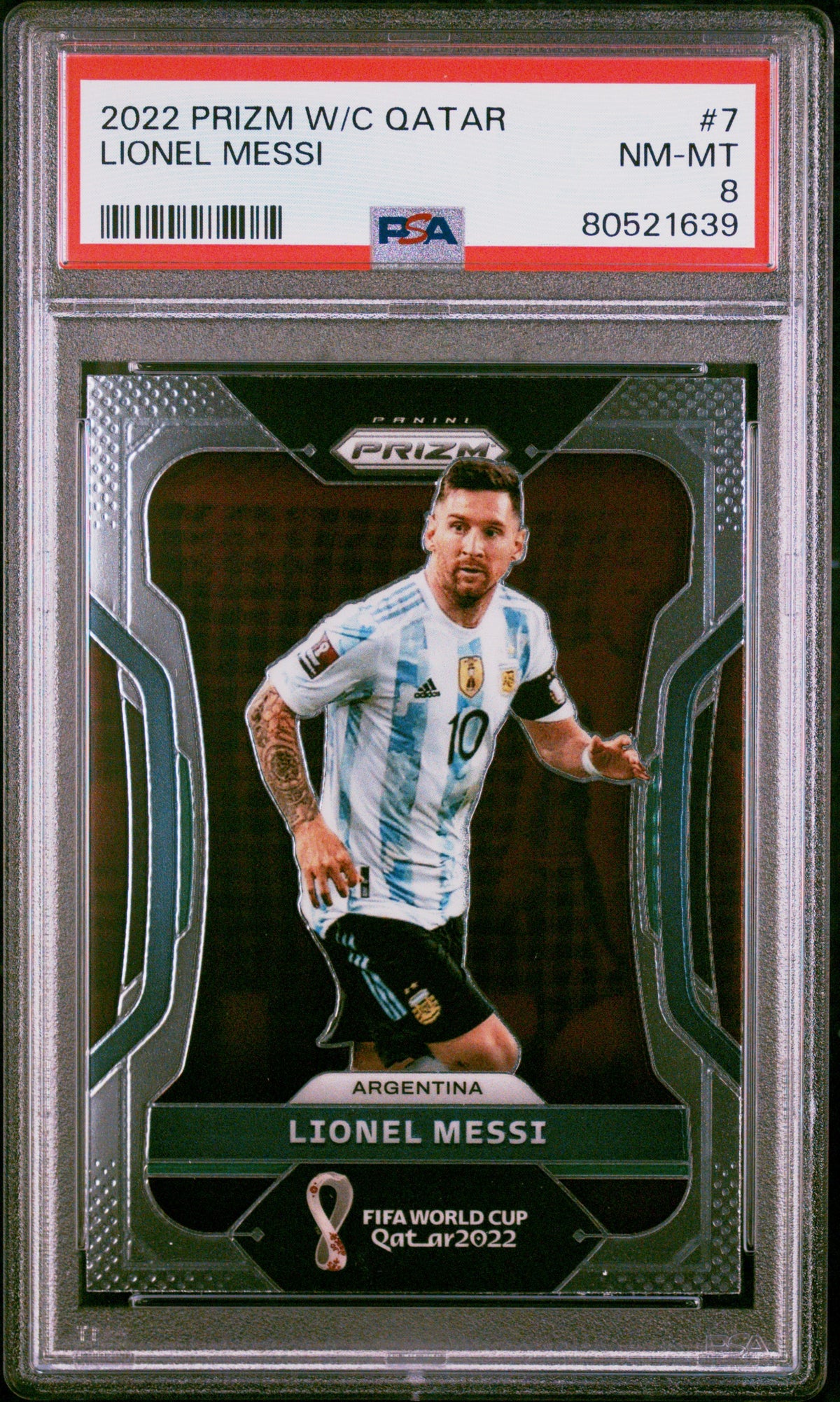 Lionel Messi 2014 Panini Prizm World Cup Soccer Card #12 Graded PSA 8