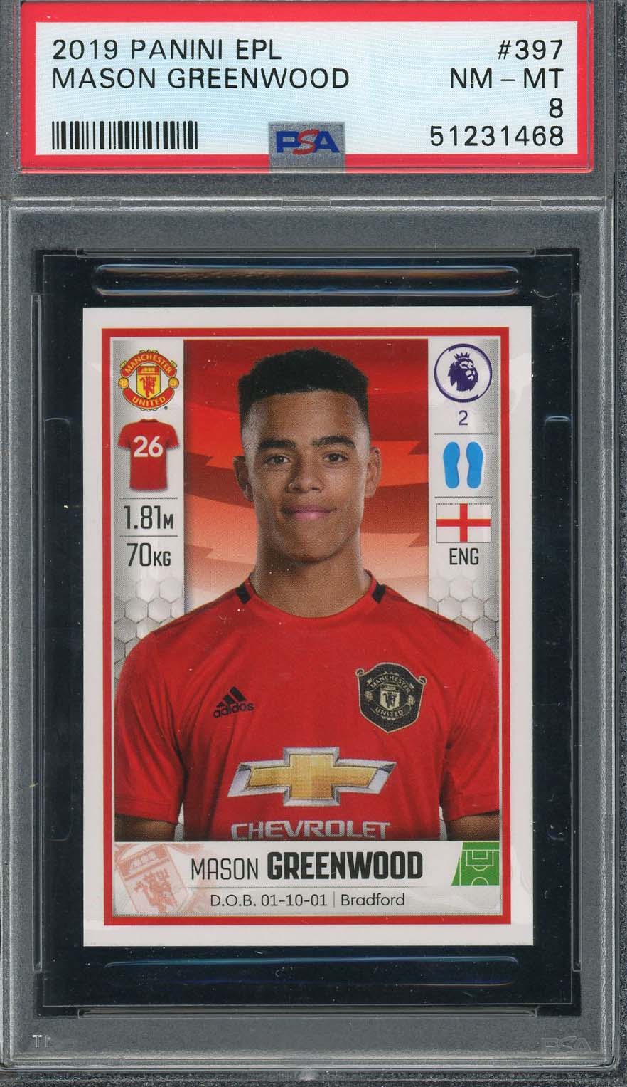 Mason Greenwood 2019 Topps Now UEFA Champions League Rookie Card #59 P