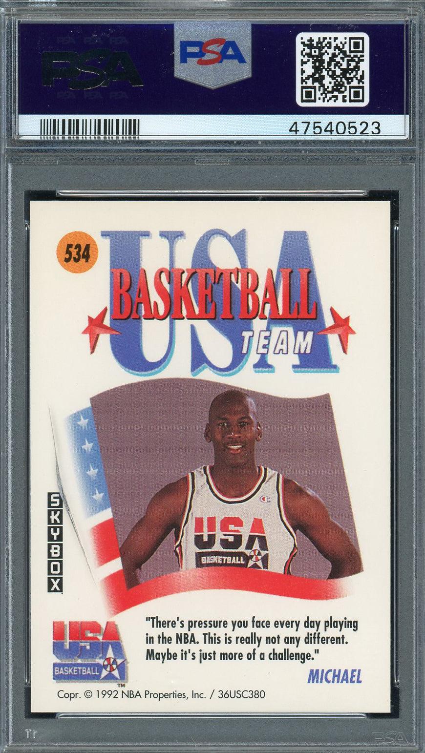 Michael Jordan Team USA Dream Team 1991 Hoops Basketball Card #579 Gra