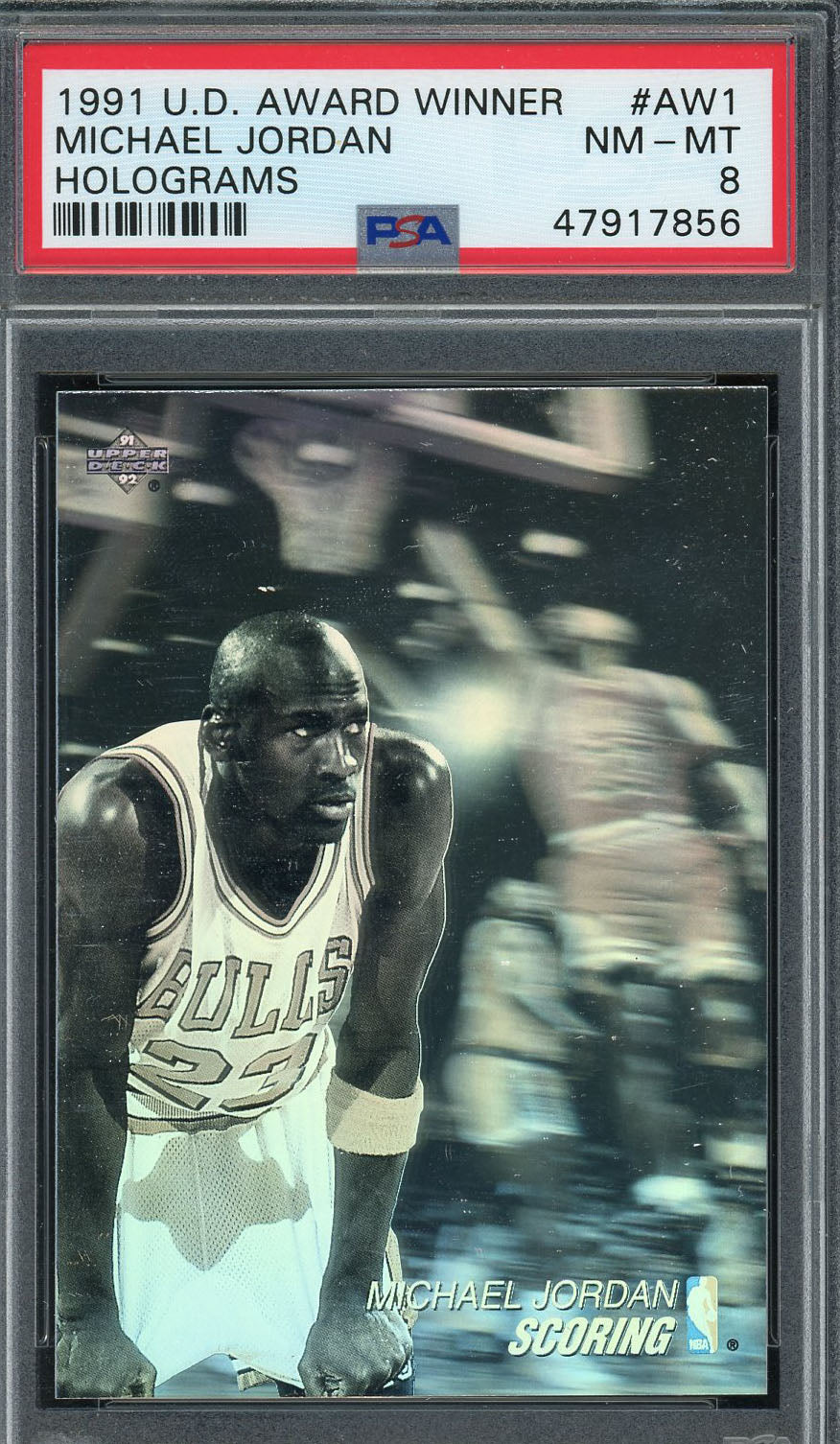 tapet Majroe springvand Michael Jordan 1991 Upper Deck MVP Award Winner Holograms Basketball C