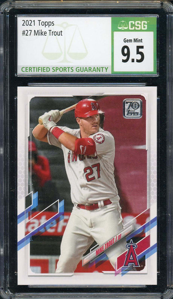 Mike Trout 2021 Topps Baseball Card 27 Graded CSG 9.5