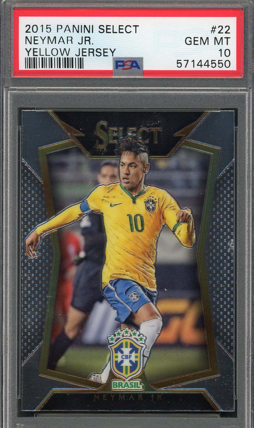 Neymar Jr 2016 Panini Select Soccer Card #133 Graded PSA 10