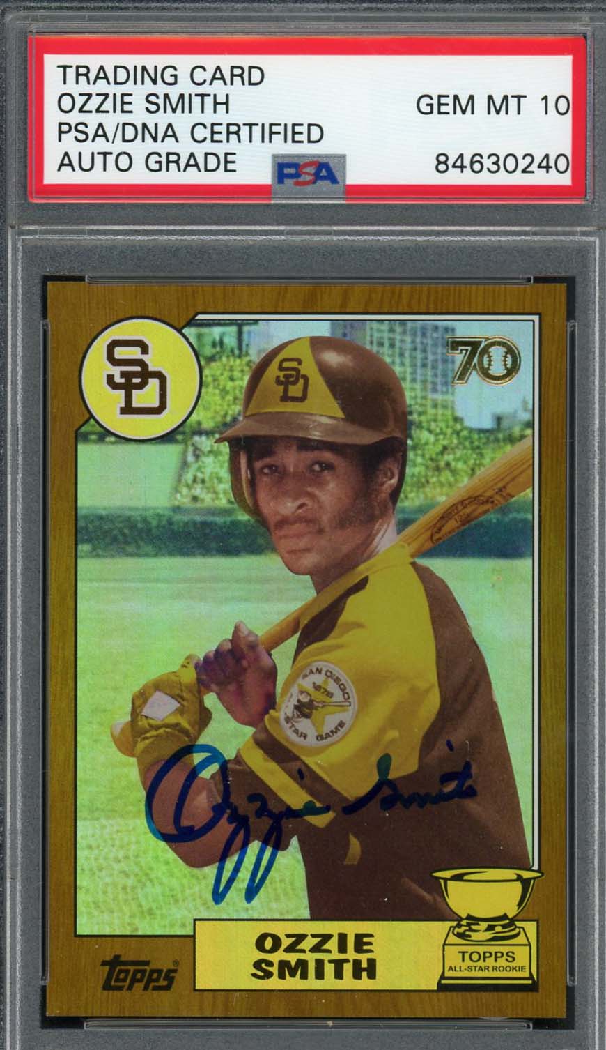 Ozzie Smith Autographed 2021 Topps All Star Rookie Cup Signed Card PSA Auto  10 4/25