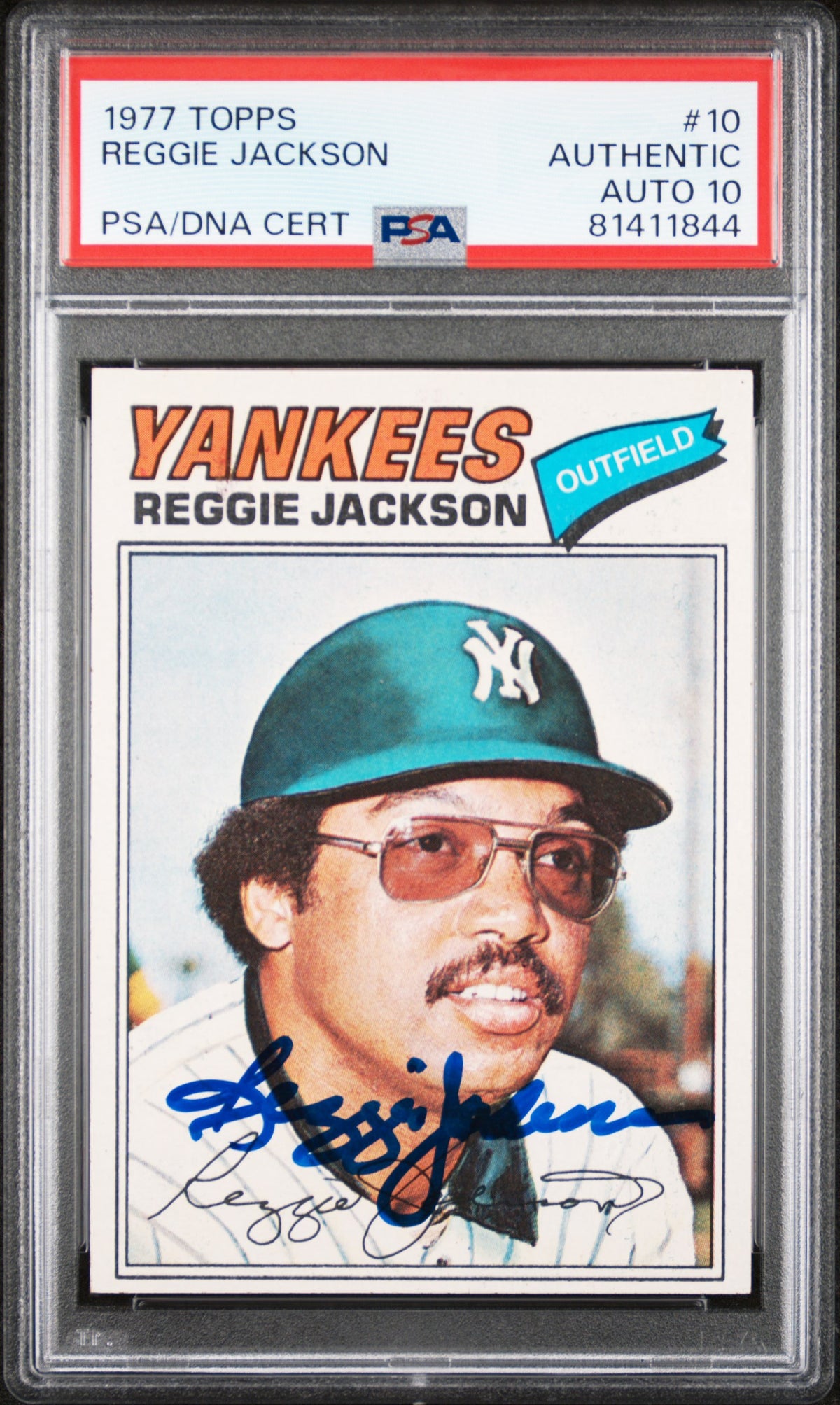 Reggie Jackson 2021 Topps Chrome Gold Signed Card #499 Auto Graded PSA