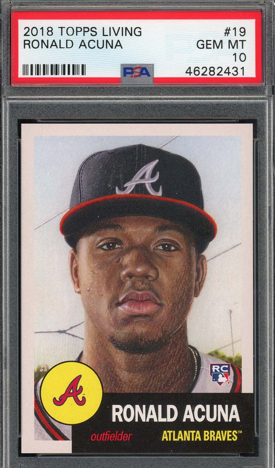 Ronald Acuna Jr 2018 Topps Living Signed Rookie Card #19 Auto Graded P