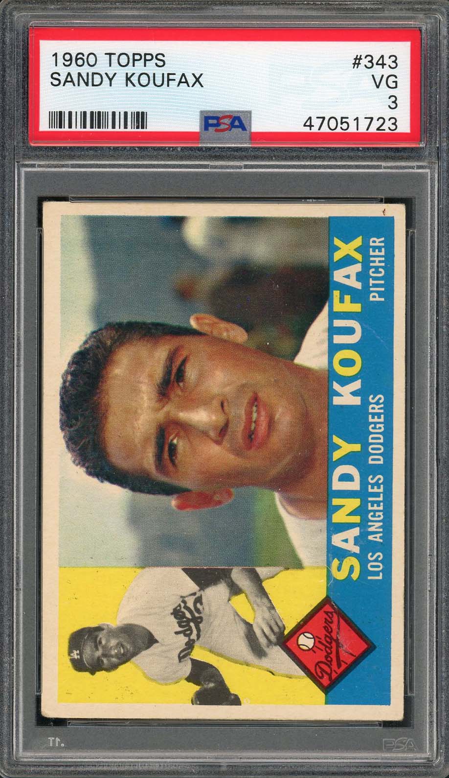 Sandy Koufax 1960 Topps Baseball Card #343 Graded PSA 3 72219608