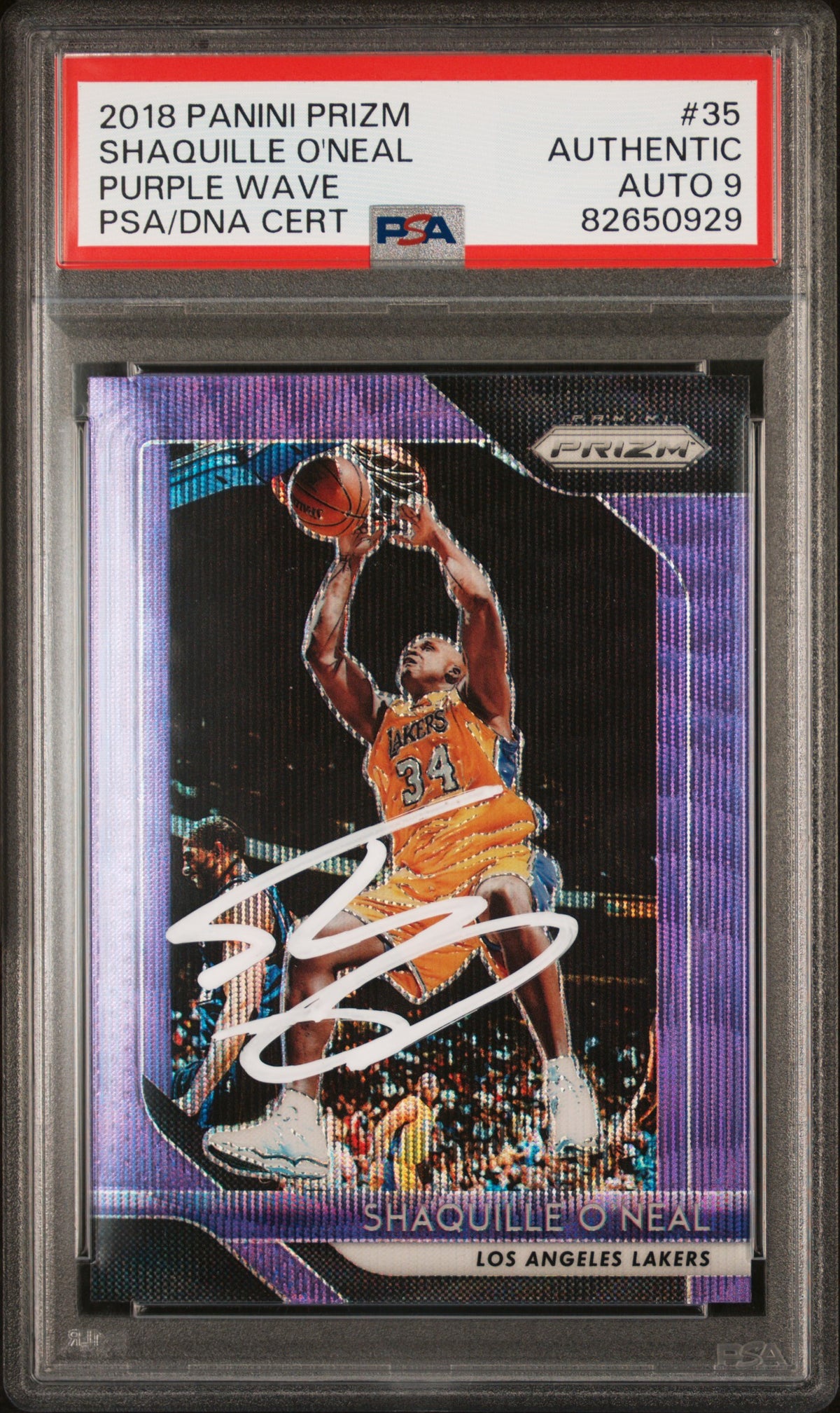 Shaquille O'Neal 2022 Panini Prizm DP Purple Wave Signed Card #44 Auto