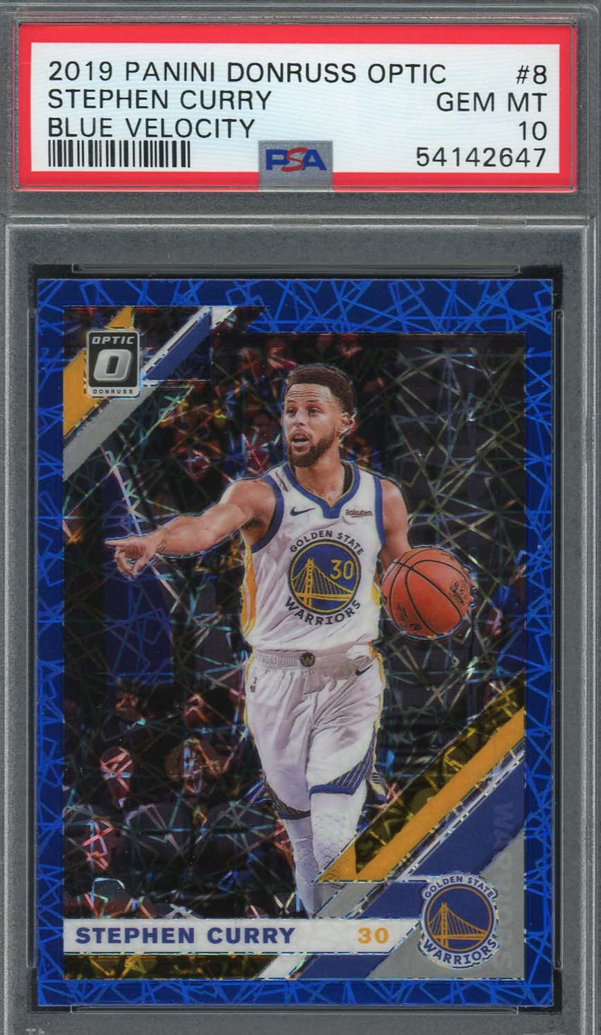 Stephen Curry 2019 Panini Donruss Optic Blue Velocity Basketball Card