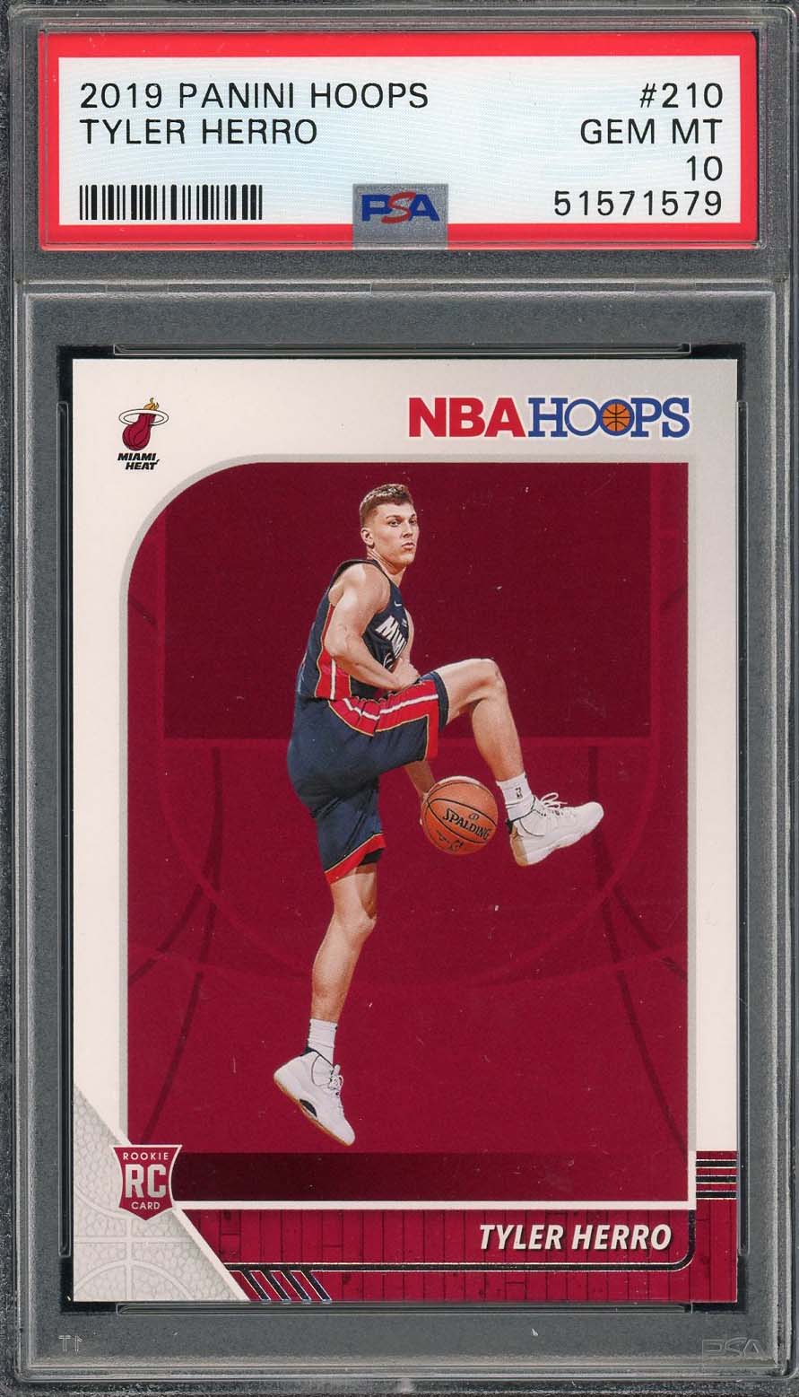 Tyler Herro 2019 Panini Hoops Basketball Rookie Card RC #210 Graded PS