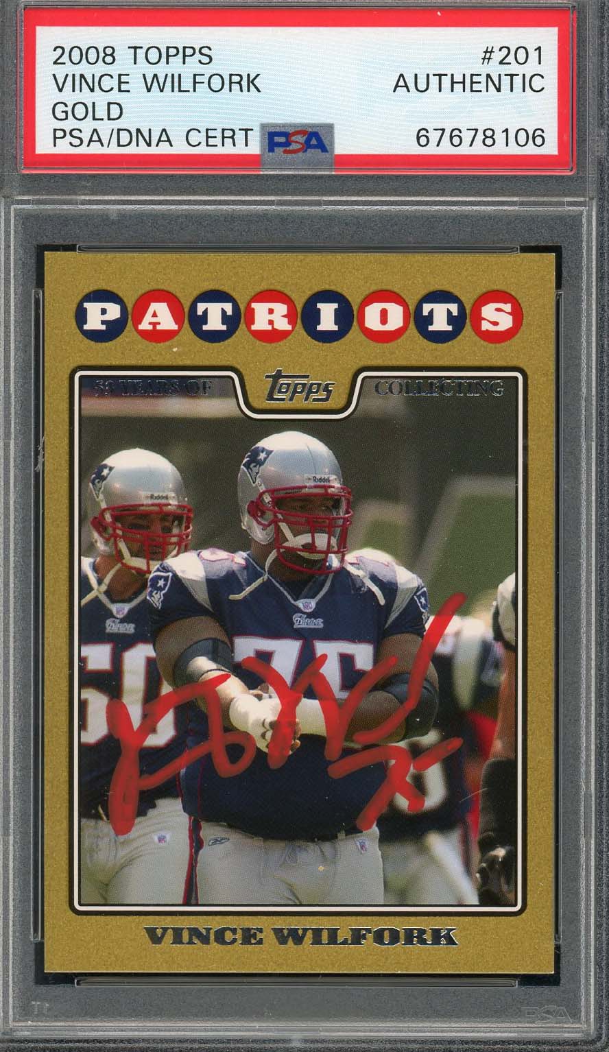 Vince Wilfork 2004 Topps Gold Football Rookie Signed Card #327 Auto PSA  #d/499