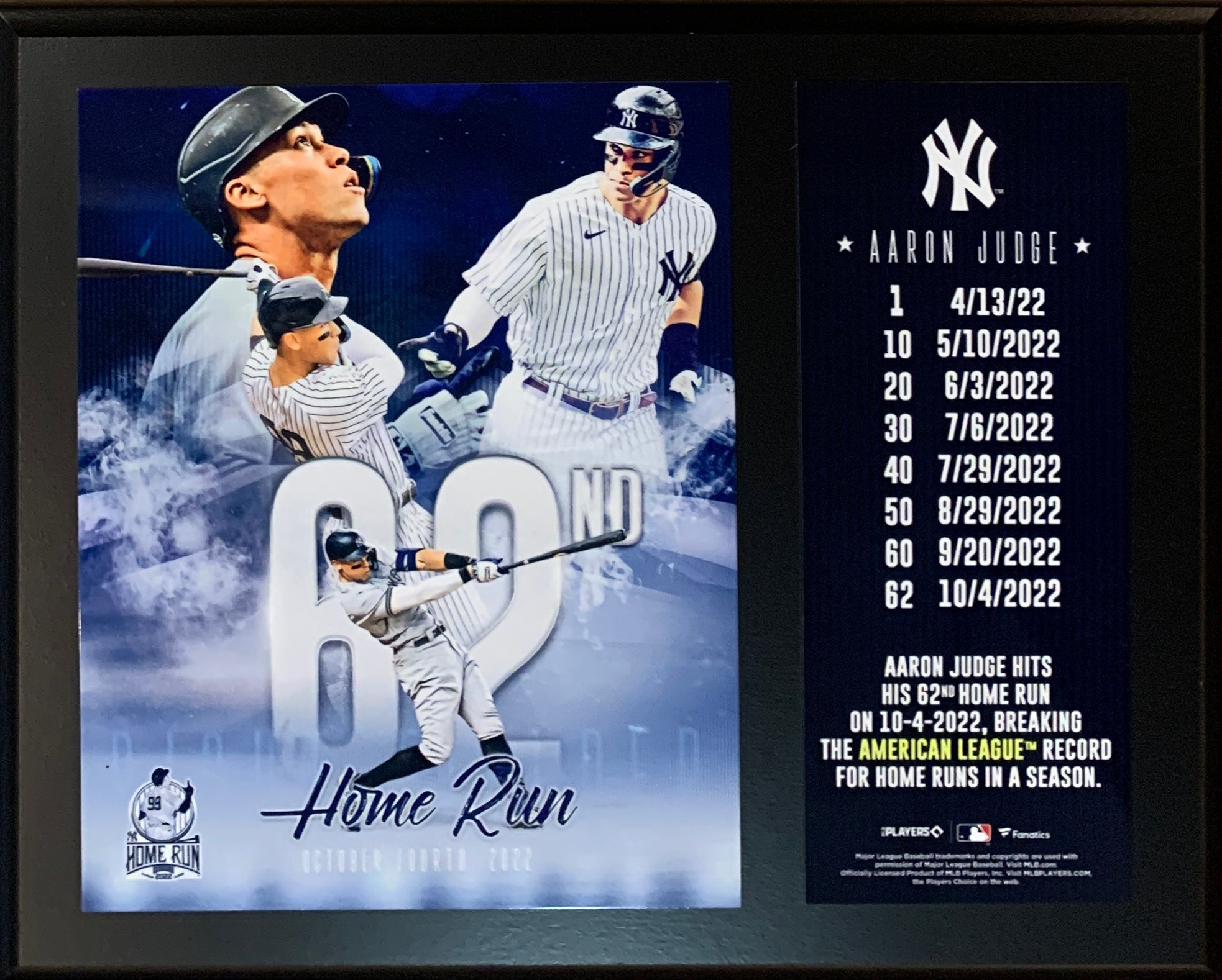 New York Yankees: Aaron Judge 2022 62nd Home Run - Officially