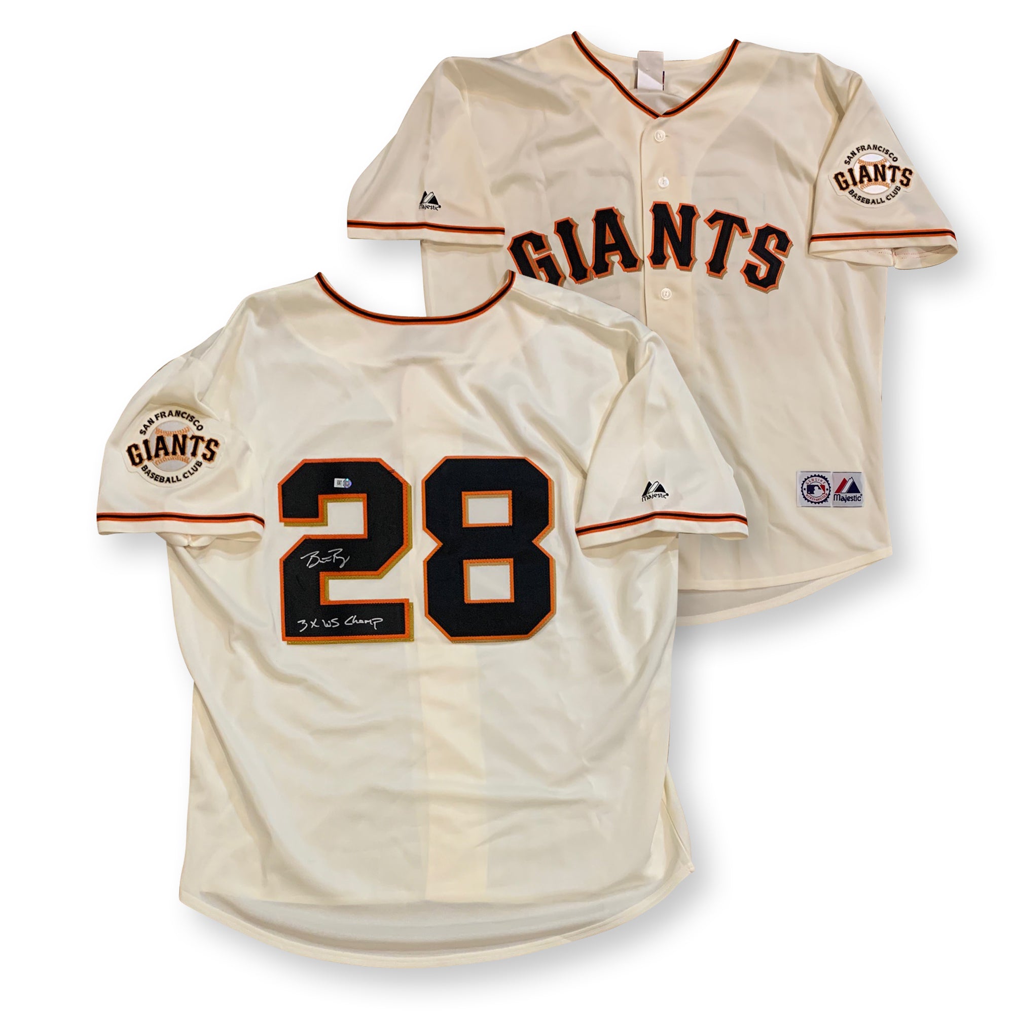 Majestic, Tops, Majestic San Francisco Giants Buster Posey 28 Jersey Shirt  Baseball Mlb Beige