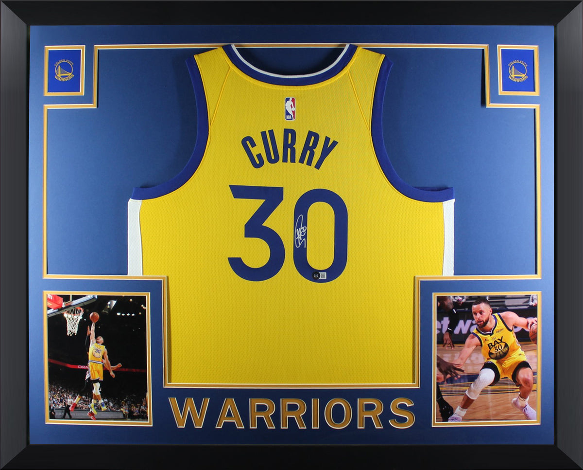 GOLDEN STATE WARRIORS STEPHEN CURRY AUTOGRAPHED YELLOW JERSEY BECKETT BAS  212453