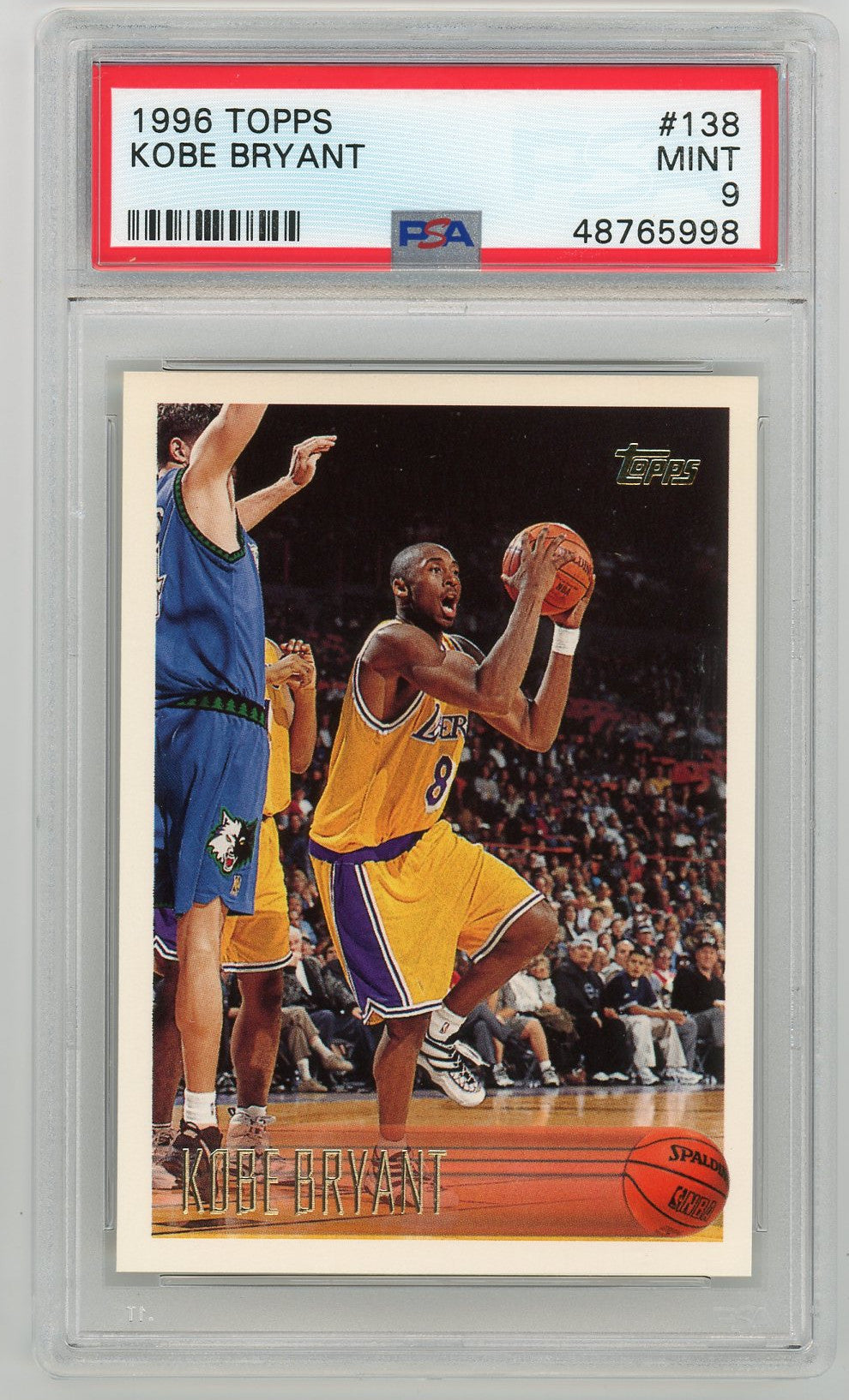 Kobe Bryant 1996 Topps Basketball Rookie Card RC #138 Graded PSA 8