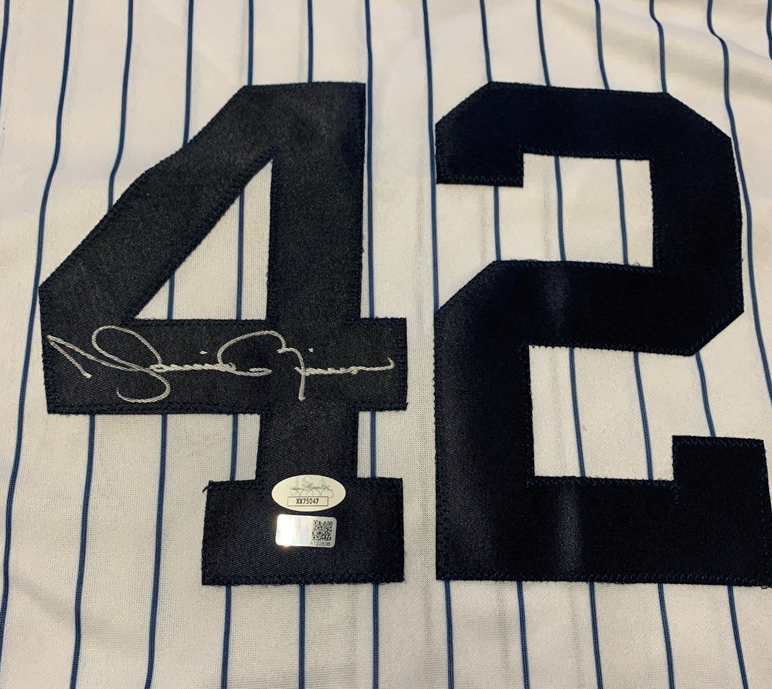 Mariano Rivera Signed Pinstripe Yankees Jersey, Majestic. Auto JSA