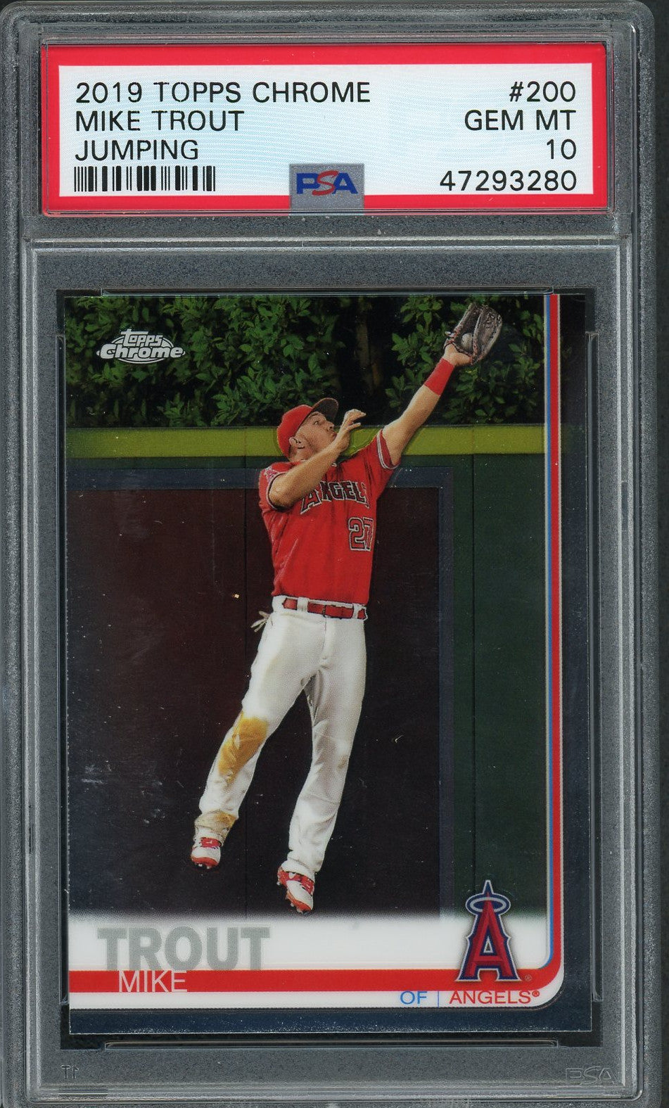 Mike Trout 2021 Topps Chrome Baseball Card #27 Graded CSG 8