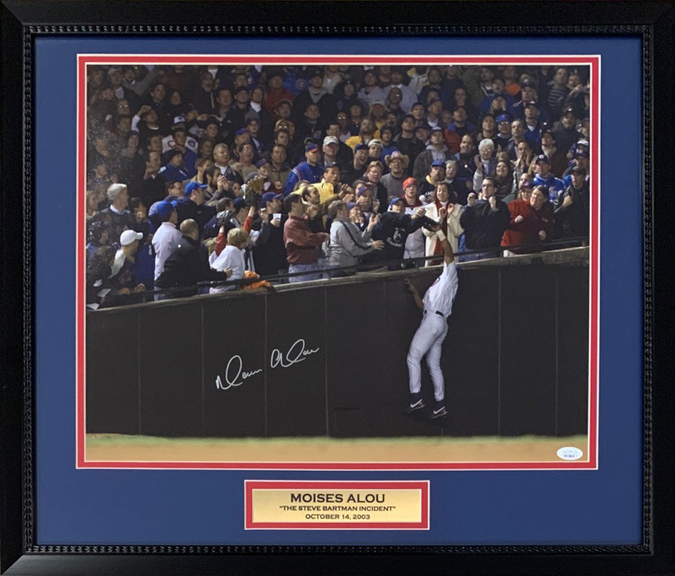 Moises Alou Autographed Chicago Cubs Steve Bartman Signed 8x10 Basebal