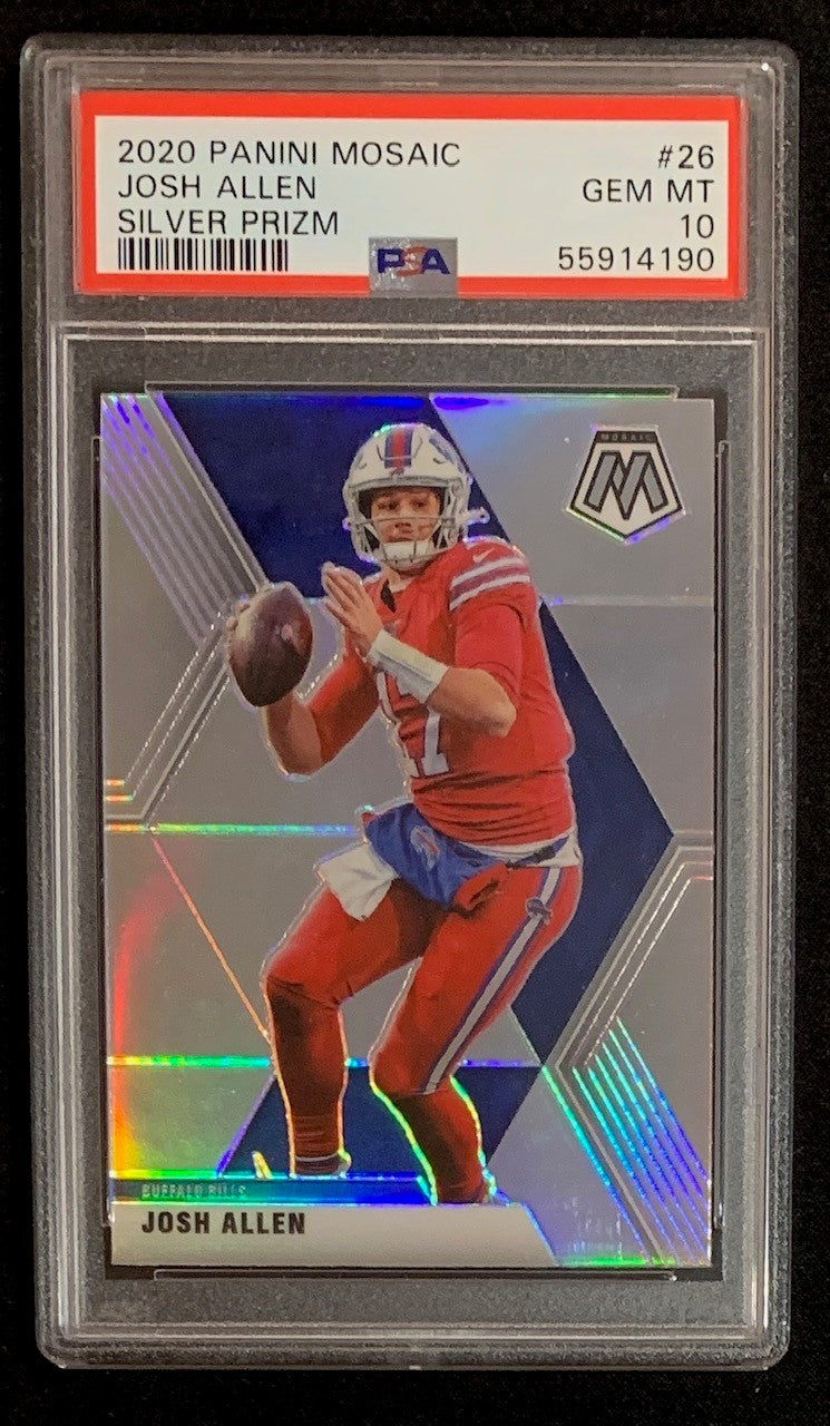 Josh Allen 2021 Panini Mosaic Reactive Yellow Football Card #26 Graded