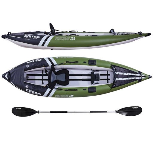 Elkton Outdoors Steelhead Inflatable Fishing Kayak - Two-Person Angler Blow Up Kayak