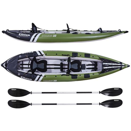 Elkton Outdoors Cormorant 2 Person Tandem Inflatable Fishing Kayak
