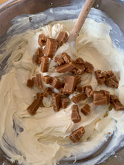 Mix chunks of Bluebell Cottage gluten free fudge in to your mixture