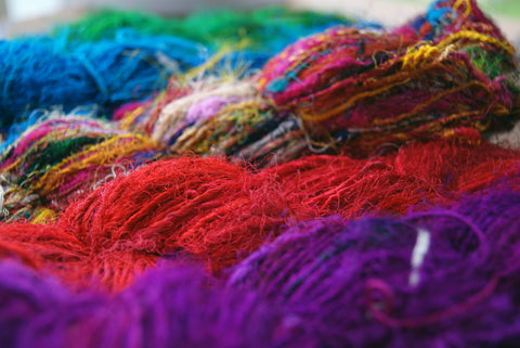 Spun silk recycled sari yarn