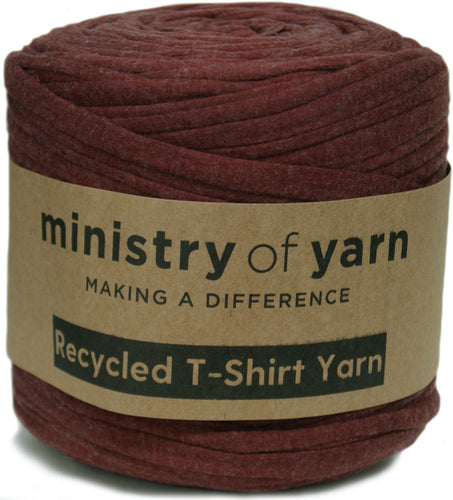 dark fuzzy rust recycled tshirt yarn Australia
