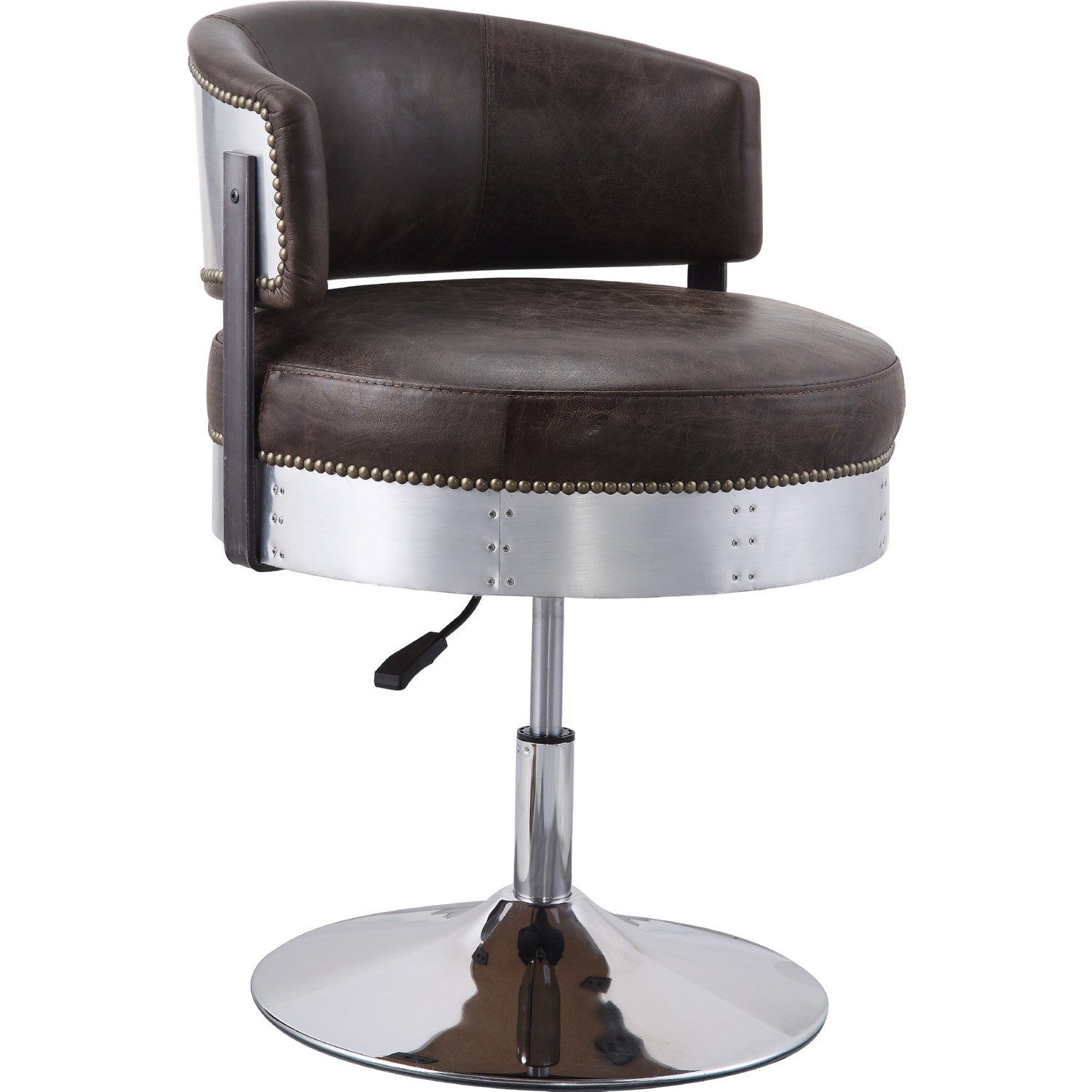 Brancaster Swivel Accent Chair in Distressed Brown Top Grain Leather