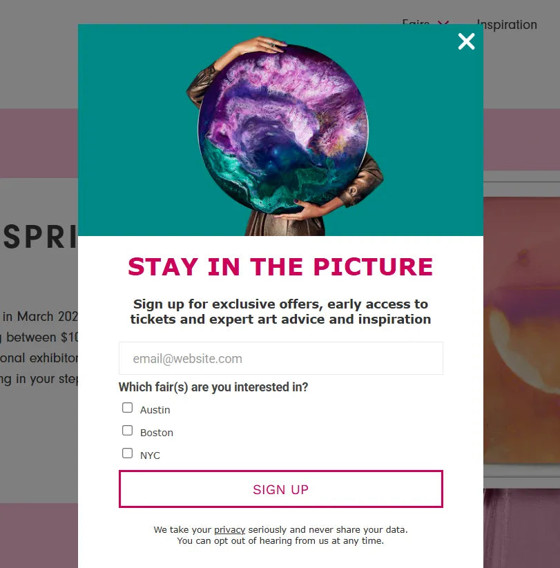 popup form screenshot