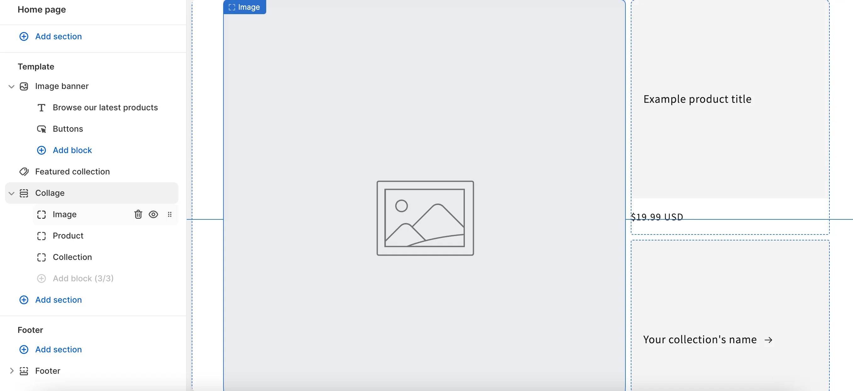 A screenshot of customizing a Shopify theme.