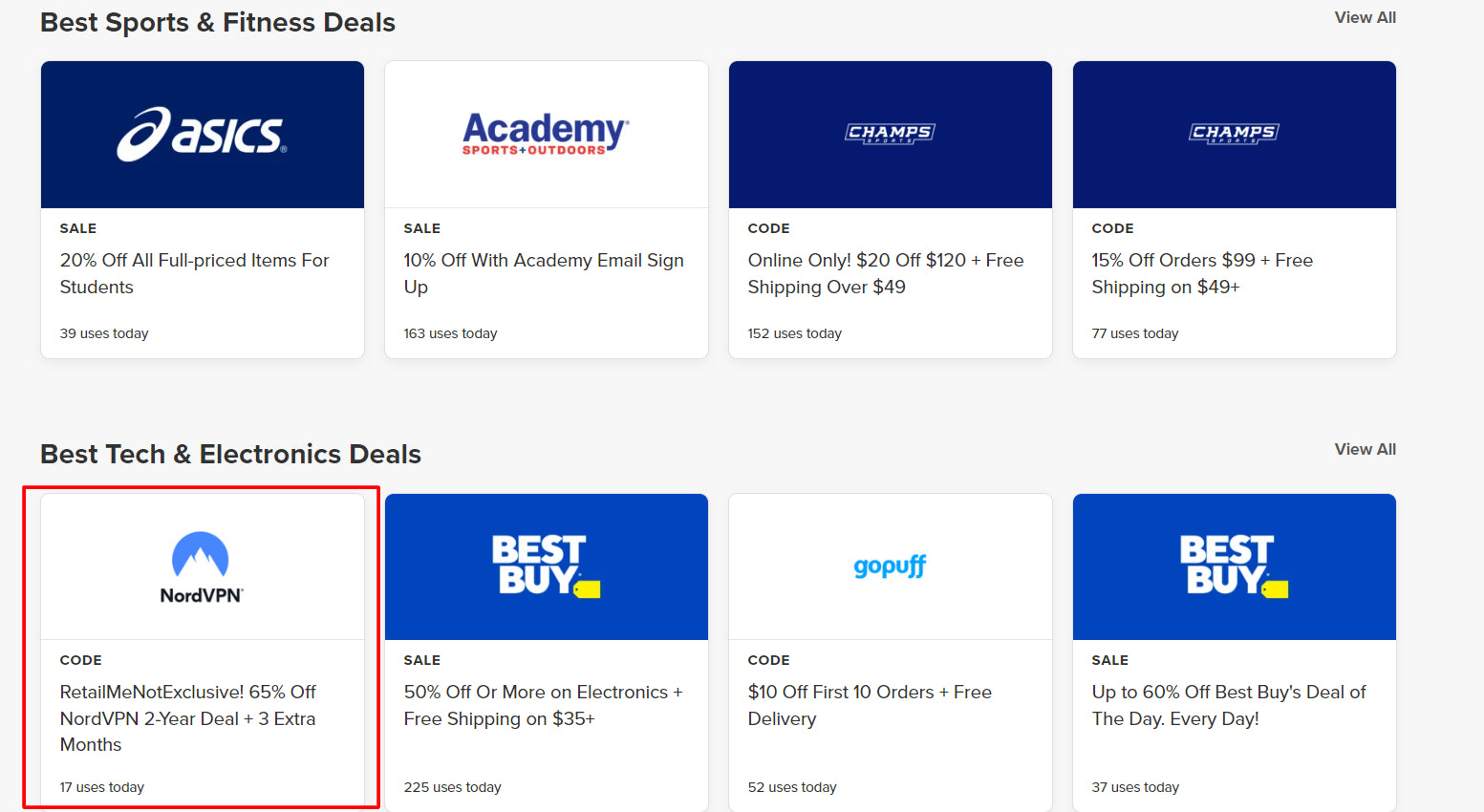 Screenshot of retailmenot.com website