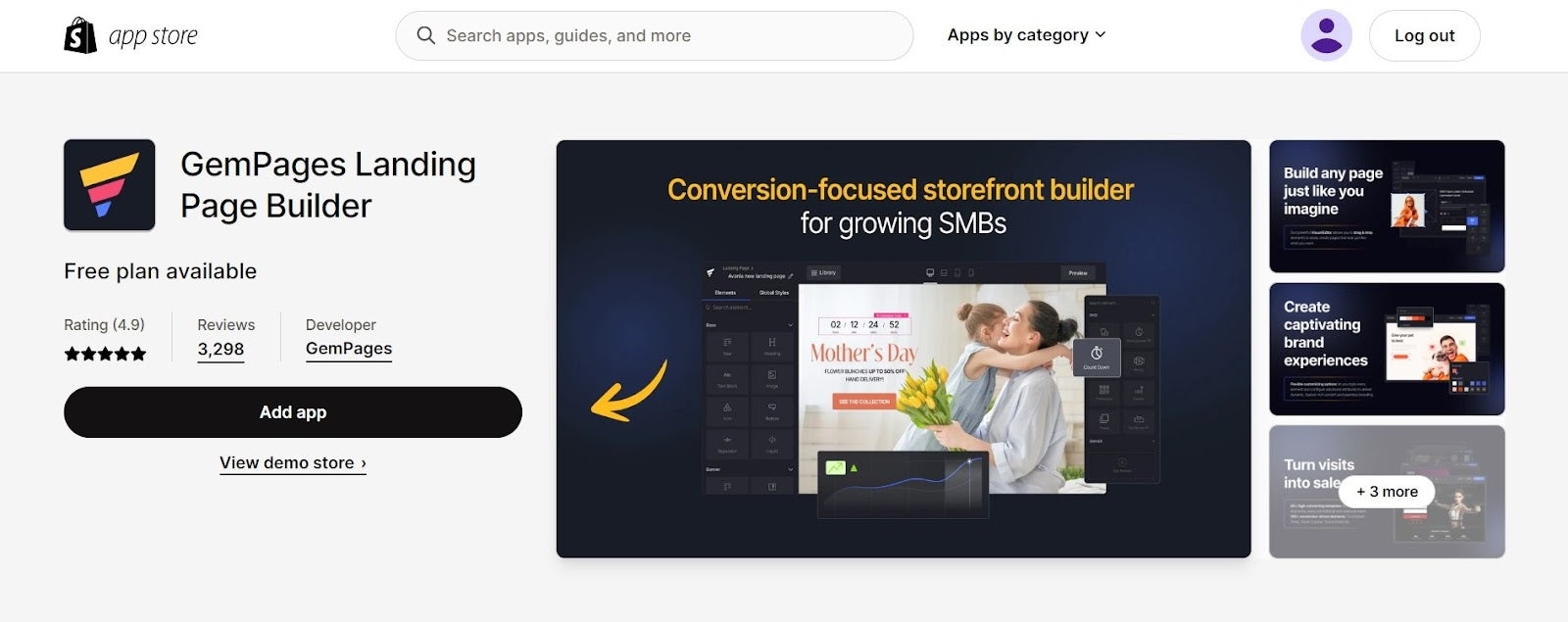 GemPages Landing Page Builder - Shopify app