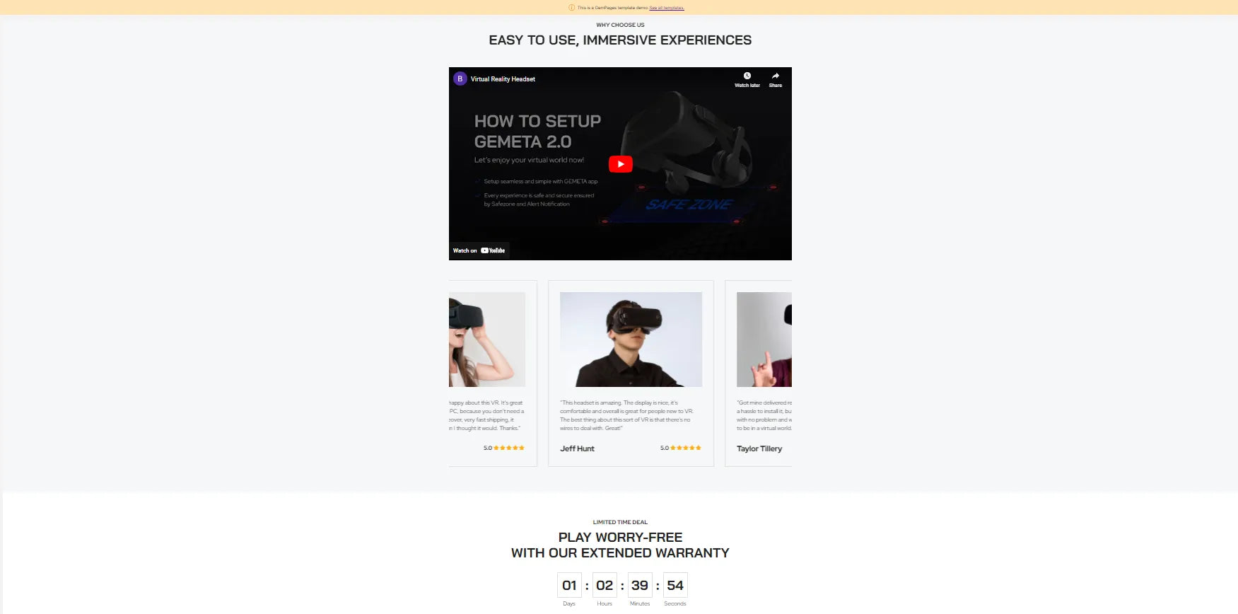 GemPages’ template of video landing page