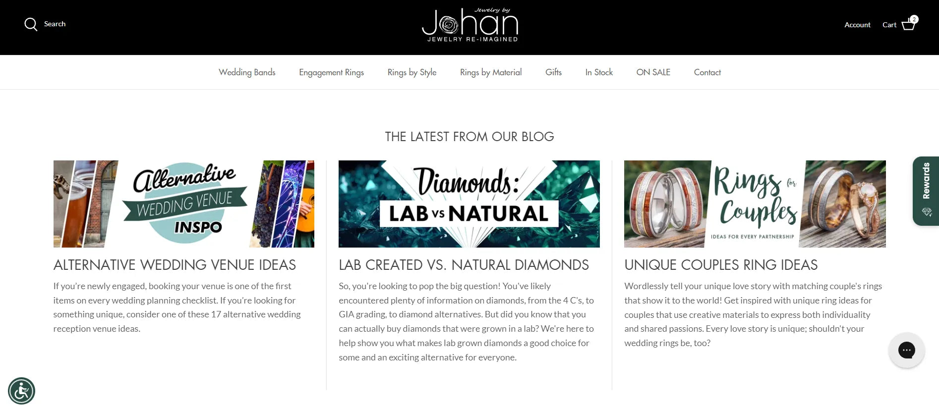 Jewelry by Johan Blog section.