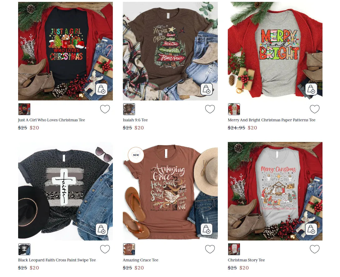 The screenshot of Love in Faith Clothing T-shirts