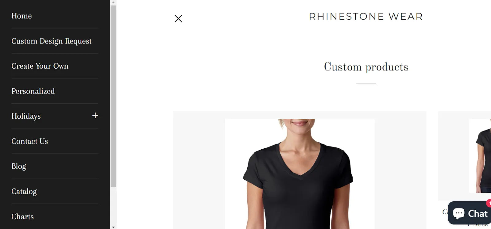 The screenshot of the Rhinestone Wear store page.