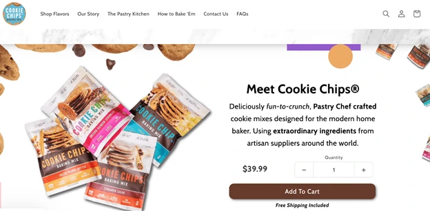 A screenshot of Cookiechips homepage