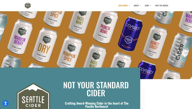 A screenshot of Seattle Cider homepage