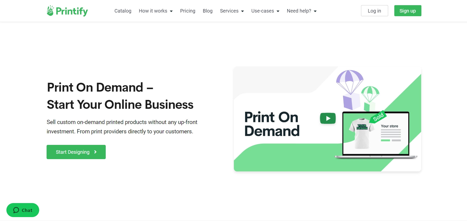 Screenshot of the Printify website.