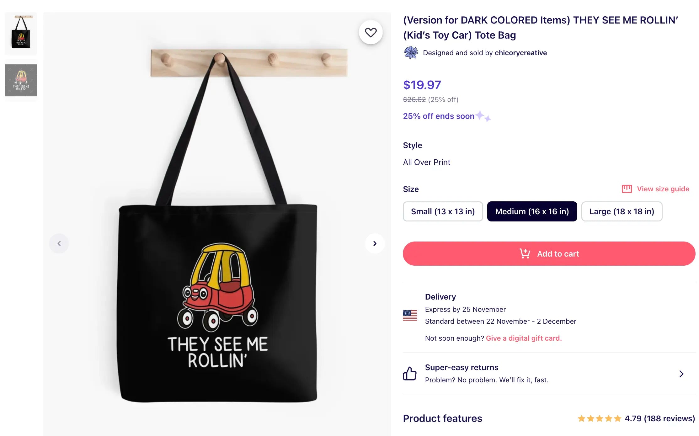 Plantillas para sitios web de impresión bajo demanda de Redbubble: página de producto