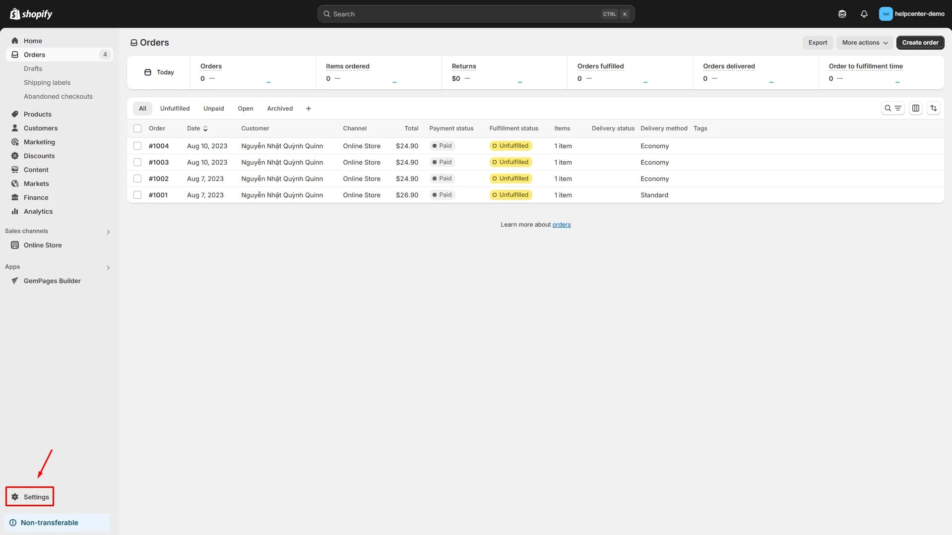 Screenshot of Shopify’s admin dashboard.